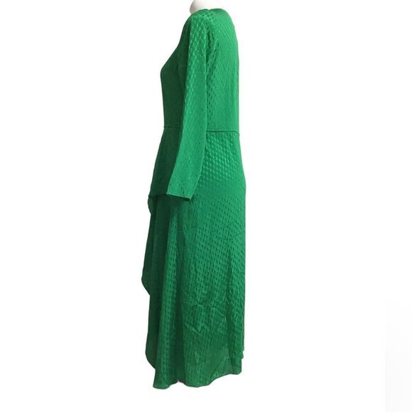 Maje Green Happy Days Jacquard Midi Asymmetrical Hem Dress New Size 38 - Picture 3 of 13